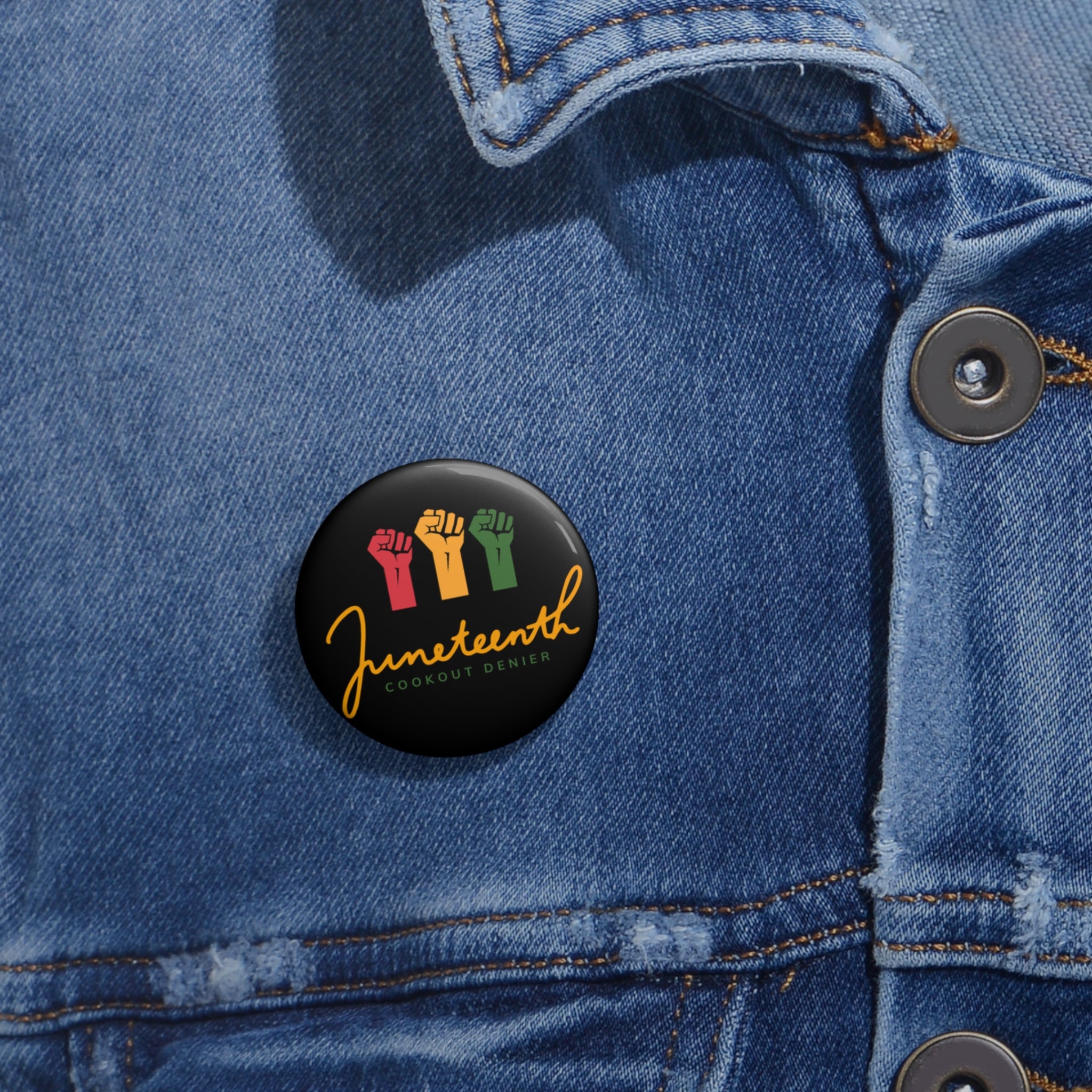 Juneteenth Fist Design Pin Button | Round Enamel Pin